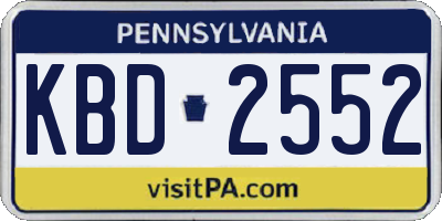 PA license plate KBD2552
