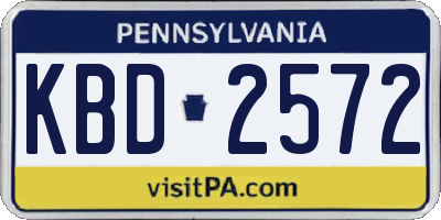 PA license plate KBD2572