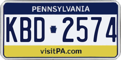 PA license plate KBD2574