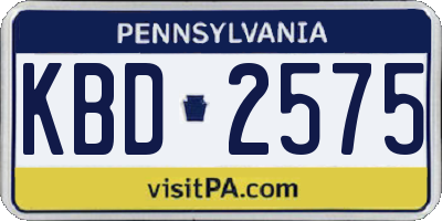 PA license plate KBD2575