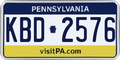 PA license plate KBD2576
