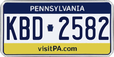 PA license plate KBD2582
