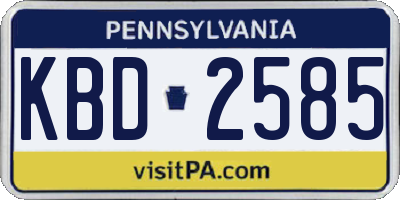 PA license plate KBD2585