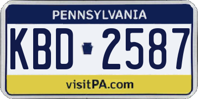 PA license plate KBD2587