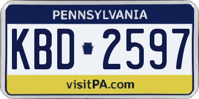 PA license plate KBD2597