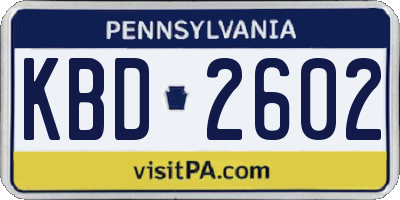 PA license plate KBD2602