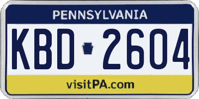 PA license plate KBD2604