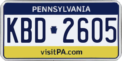 PA license plate KBD2605