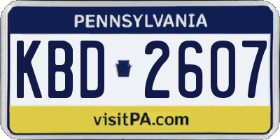 PA license plate KBD2607