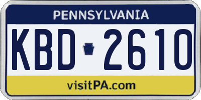 PA license plate KBD2610