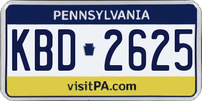 PA license plate KBD2625