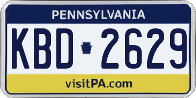 PA license plate KBD2629