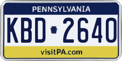 PA license plate KBD2640