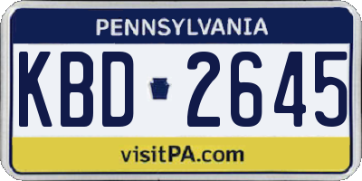 PA license plate KBD2645