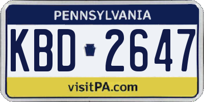 PA license plate KBD2647