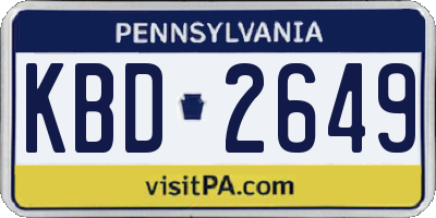 PA license plate KBD2649
