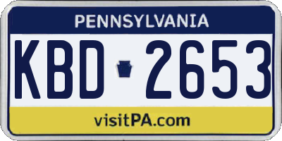 PA license plate KBD2653