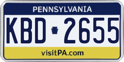 PA license plate KBD2655