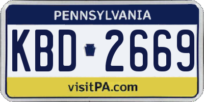 PA license plate KBD2669