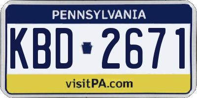 PA license plate KBD2671