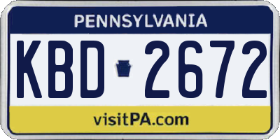 PA license plate KBD2672