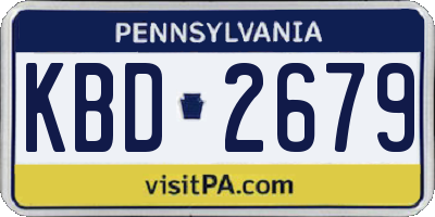 PA license plate KBD2679