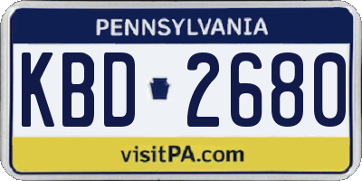 PA license plate KBD2680