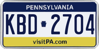 PA license plate KBD2704