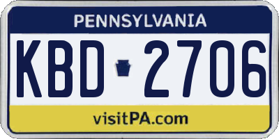 PA license plate KBD2706