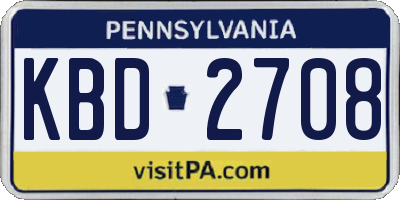 PA license plate KBD2708