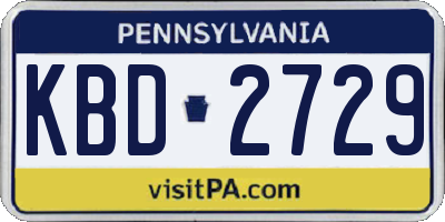 PA license plate KBD2729