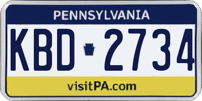 PA license plate KBD2734