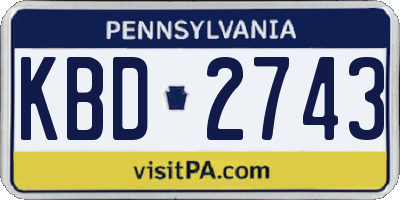 PA license plate KBD2743