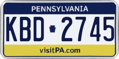 PA license plate KBD2745
