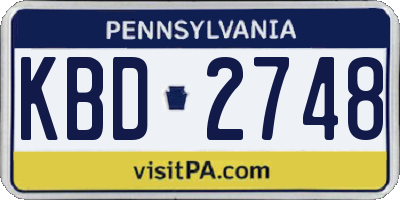 PA license plate KBD2748