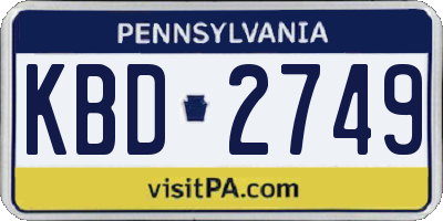 PA license plate KBD2749
