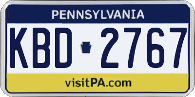 PA license plate KBD2767