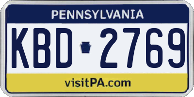 PA license plate KBD2769