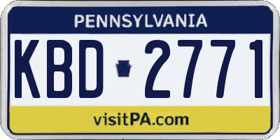 PA license plate KBD2771