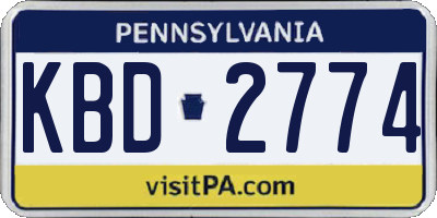 PA license plate KBD2774