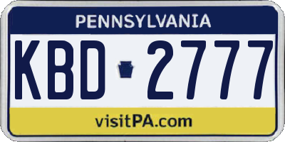 PA license plate KBD2777