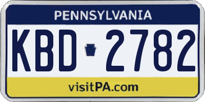 PA license plate KBD2782