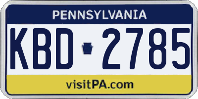 PA license plate KBD2785