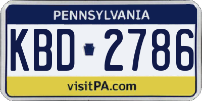PA license plate KBD2786