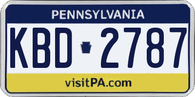 PA license plate KBD2787