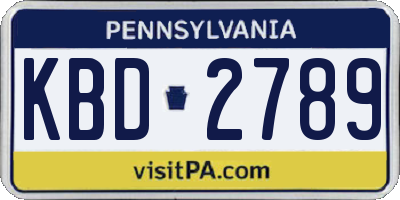 PA license plate KBD2789