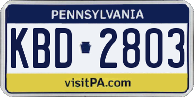 PA license plate KBD2803