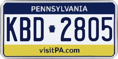 PA license plate KBD2805