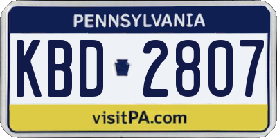 PA license plate KBD2807
