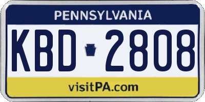PA license plate KBD2808